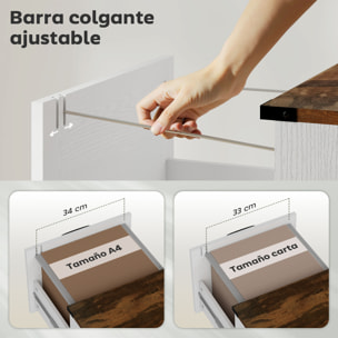 Cajonera Escritorio con 4 Cajones, Cajonera de Oficina, Mueble Archivador, Soporte para Impresora, con Riel Colgante para A4 y Carta, 40x40x131 cm, Blanco