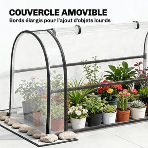 Potager sur pieds - serre rabattable - trou de drainage - pour plantes fleurs légumes - métal - 100 x 49 x 136 - noir