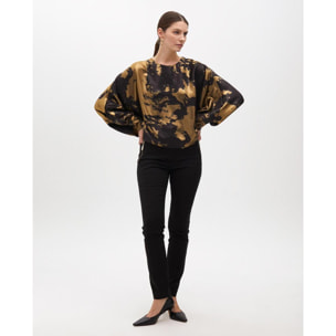 Blusa Stampata con Manica Asimmetrica
