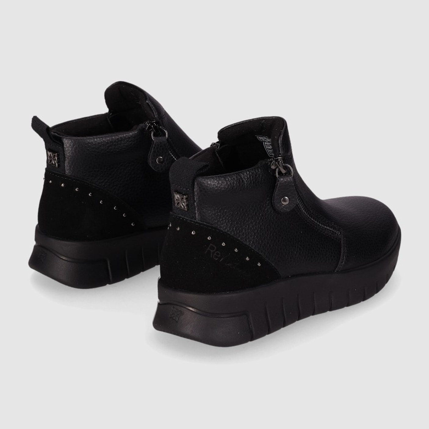 Botines de Piel - Negro - Tacón: Bajo