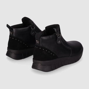Botines de Piel - Negro - Tacón: Bajo