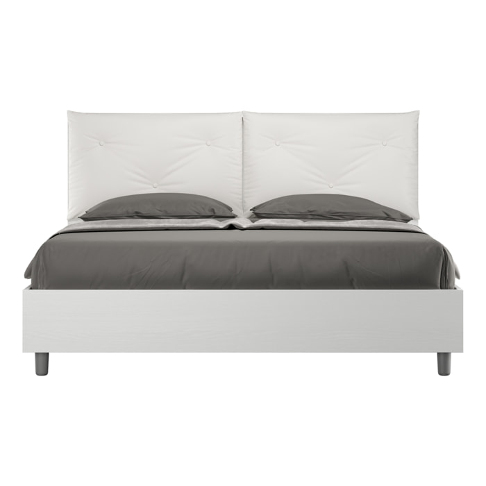 Letto matrimoniale con rete 160x190 cuscinatura similpelle bianco Egos Appia