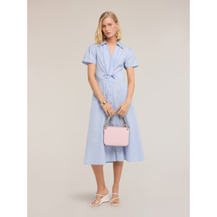 Motivi - Vestido camisero midi en popelina a rayas - Light - blue
