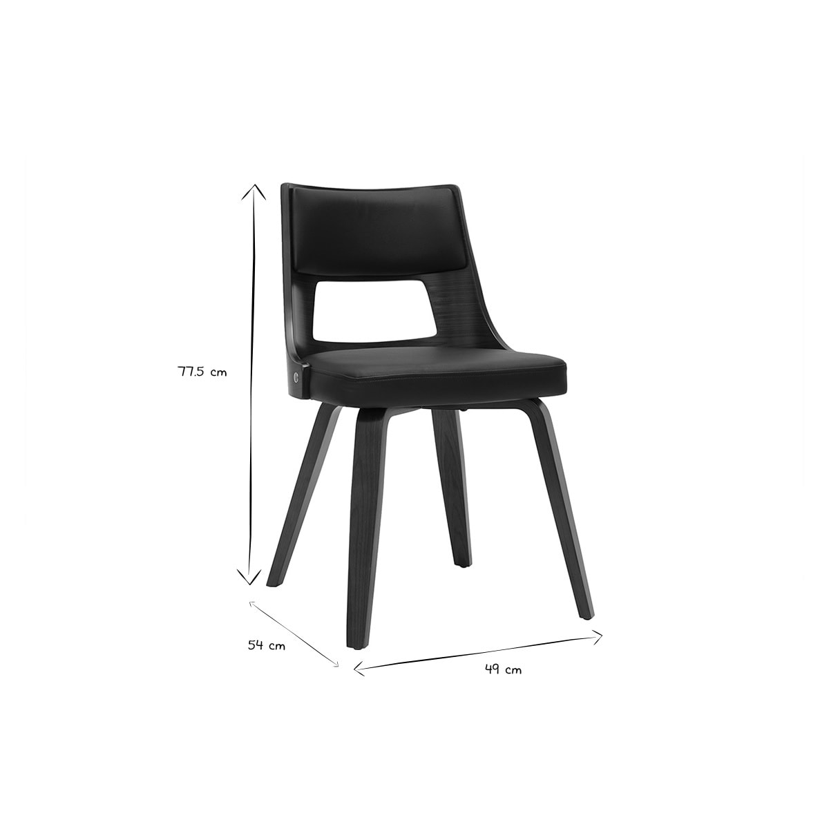 Chaise vintage noir et bois foncé GARBO