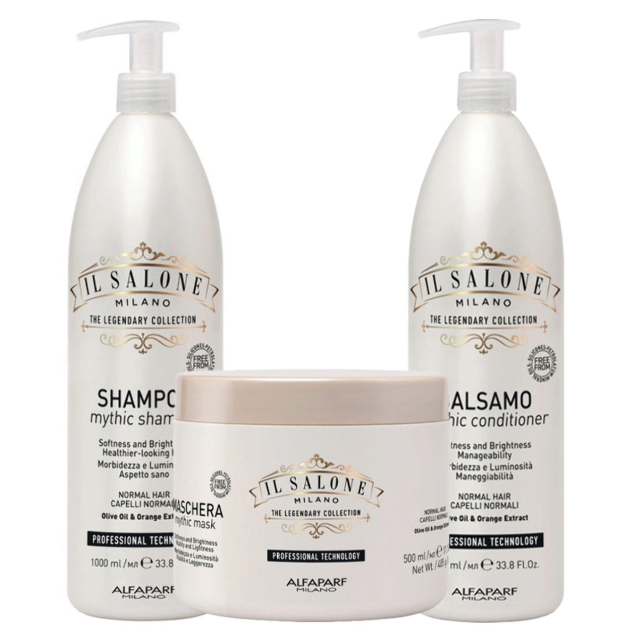 ALFAPARF MILANO Kit Il Salone Mythic Shampoo 1000ml + Mask 500ml + Conditioner 1000ml