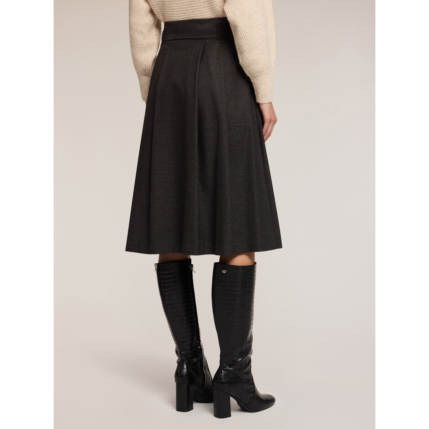 Motivi - Gonna in tinto filo con cintura - Grigio