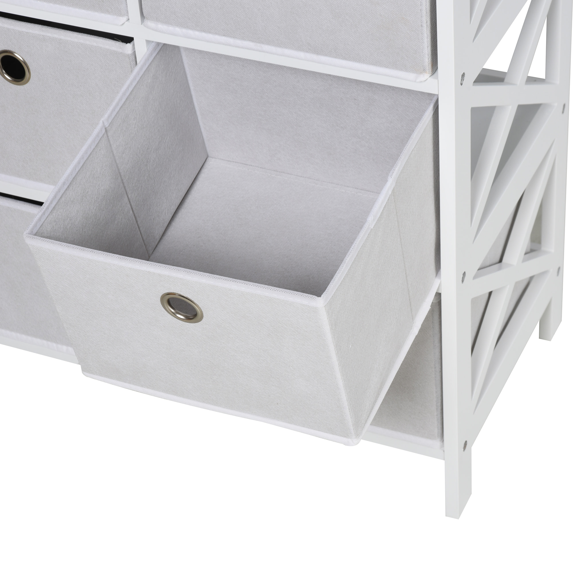 Meuble de rangement commode design contemporain dim. 64L x 37l x 76H cm 6 tiroirs MDF blanc non tissé gris clair