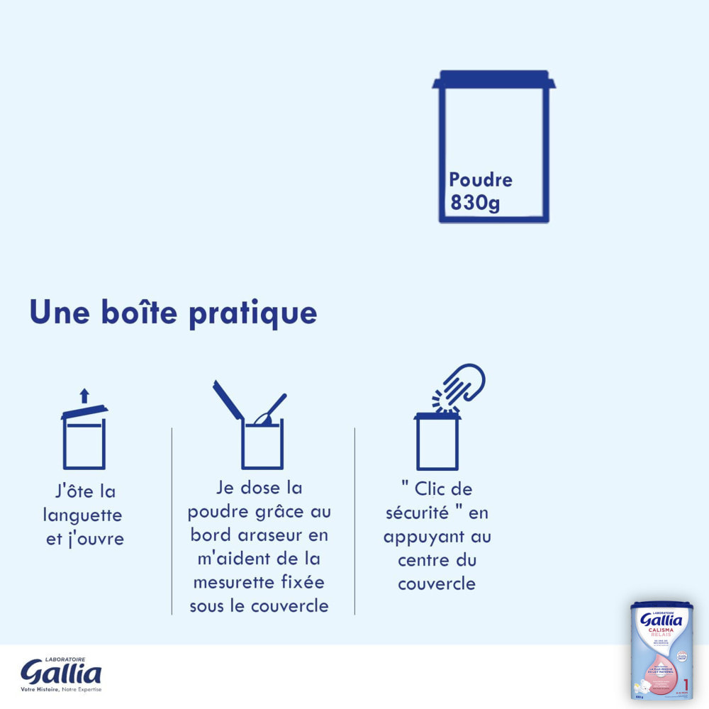 3 Boîtes de Lait en poudre Calisma Relais 1er âge (3x830g) - Gallia de 0 à 6 Mois