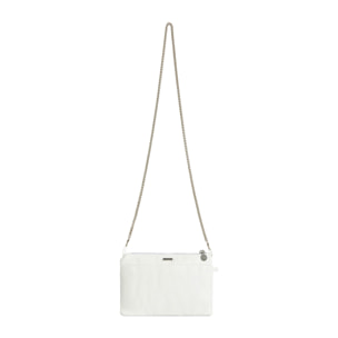 Borsa clutch in similpelle con tracolla in metallo