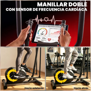 Bicicleta Elíptica para Casa, Máquina Elíptica Silenciosa con Bluetooth Compatible con App, 8 Niveles de Resistencia Magnética, Monitor LCD y Sensor de Pulso, Ruedas, Carga 120 kg