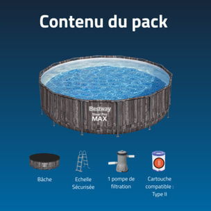 Bestway Piscine hors sol - Ronde - Steel Pro Max - Décor bois - 427 x 107 cm