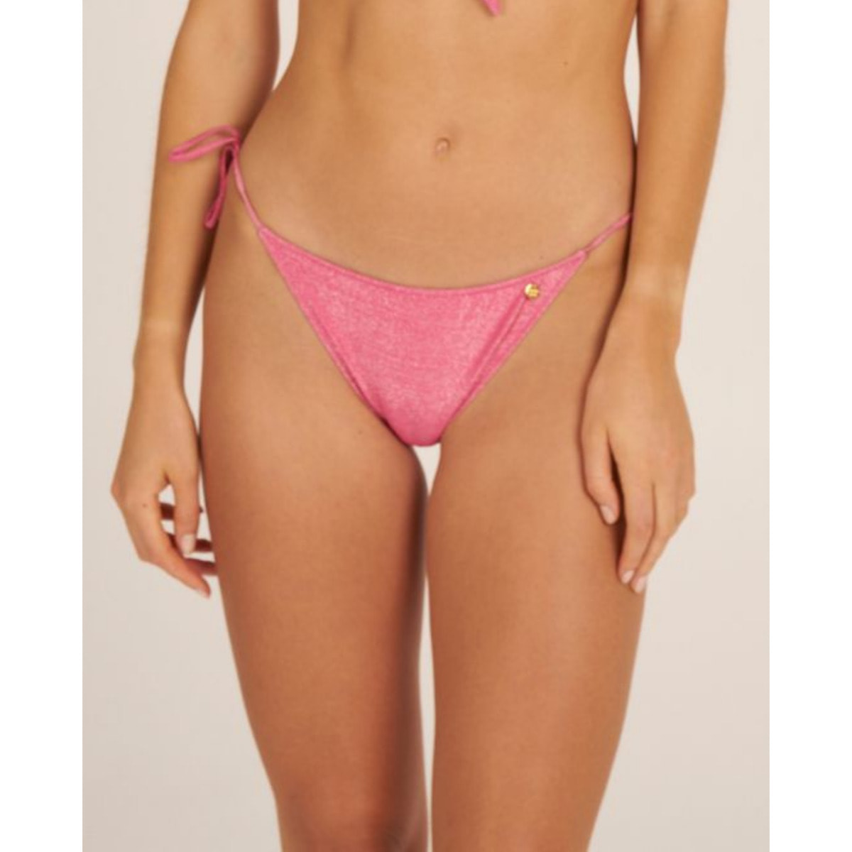 Braga de bikini semibrasileña con lazos en tejido de lurex