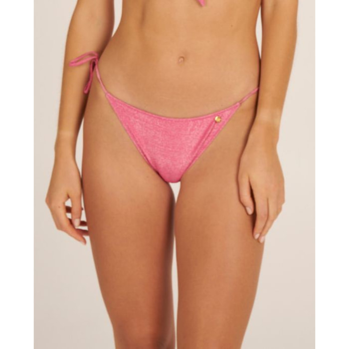 Braga de bikini semibrasileña con lazos en tejido de lurex