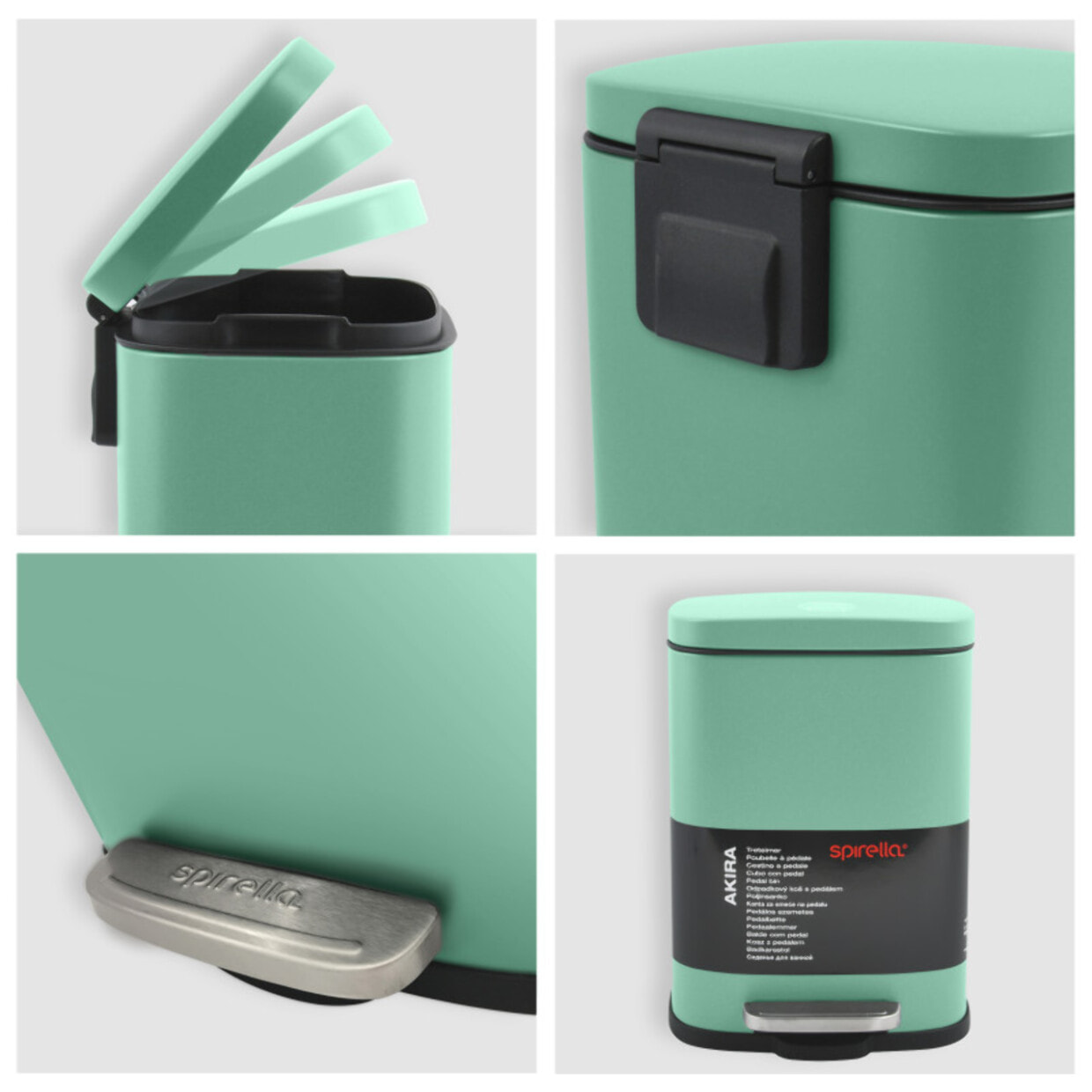 Set Poubelle à  pédale 5L & Brosse Wc AKIRA Vert mat Spirella