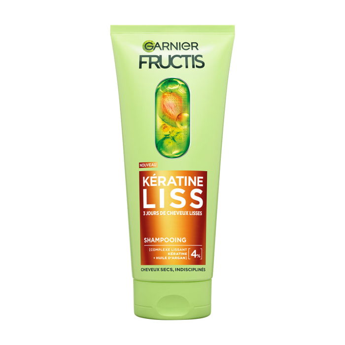 Garnier Fructis Kératine Liss Shampooing enrichie en kératine végétale et huile d'argan 200ml