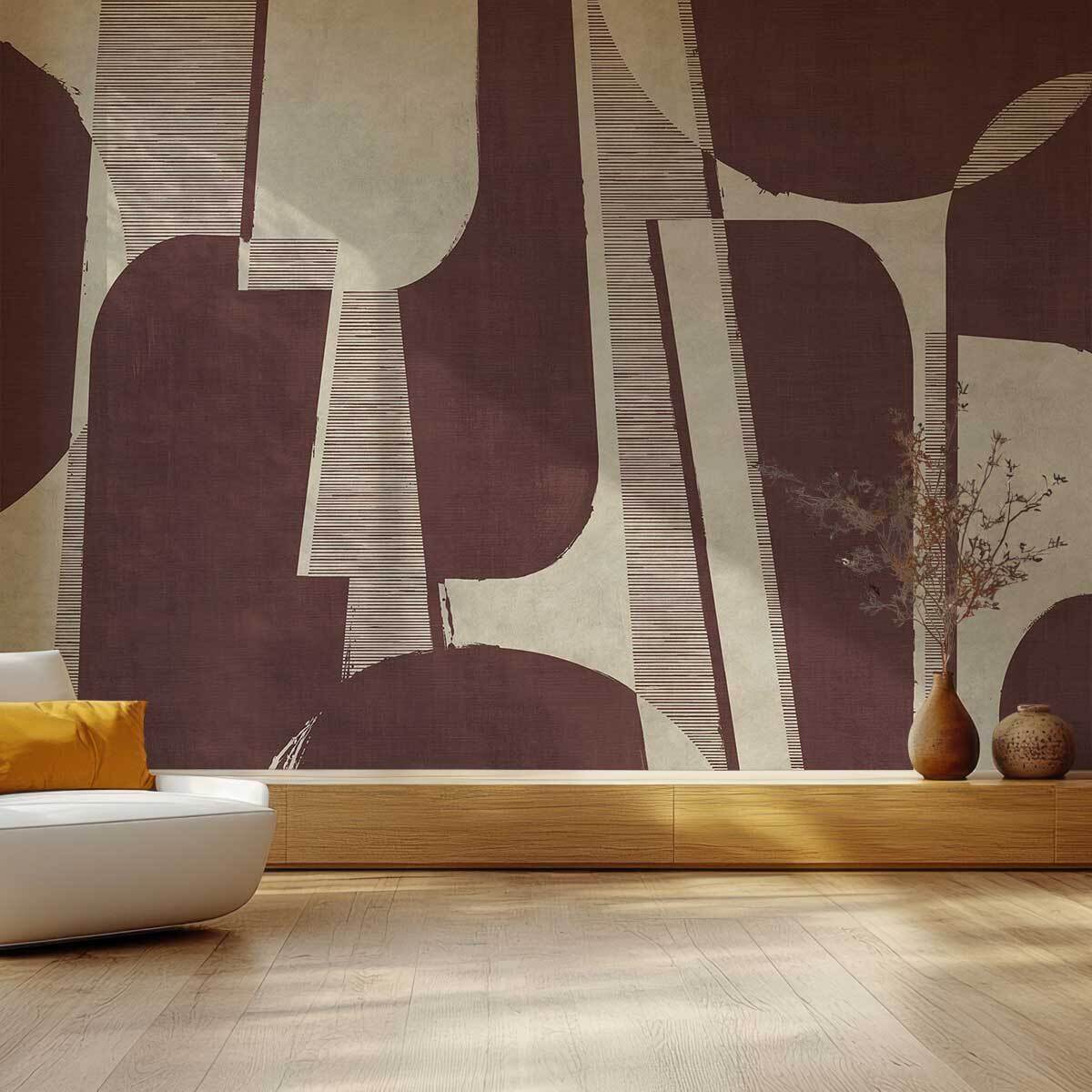 Papier peint panoramique Modulo burgundy  Intissé