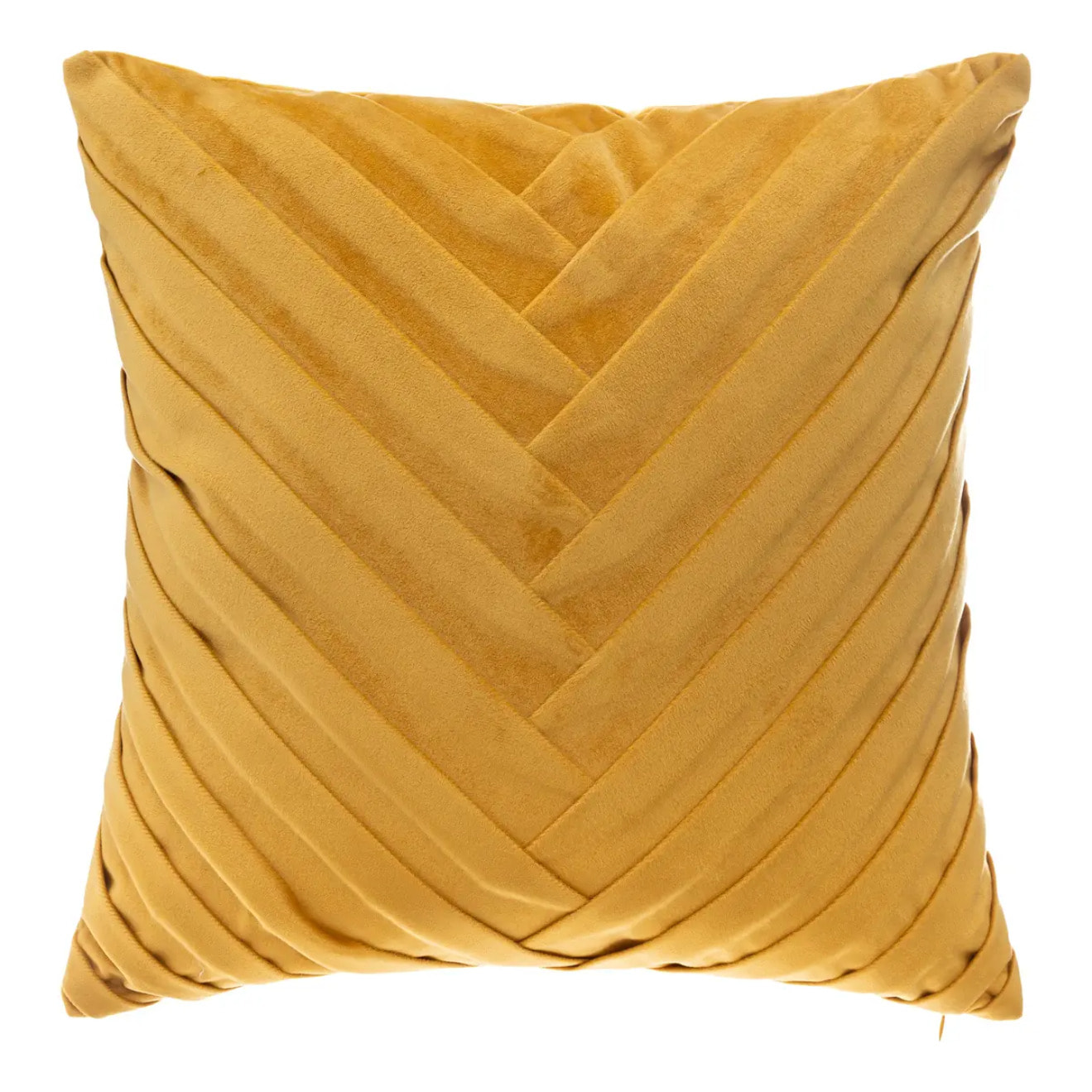 Coussin "Tressé" en velours jaune moutarde 40x40 cm