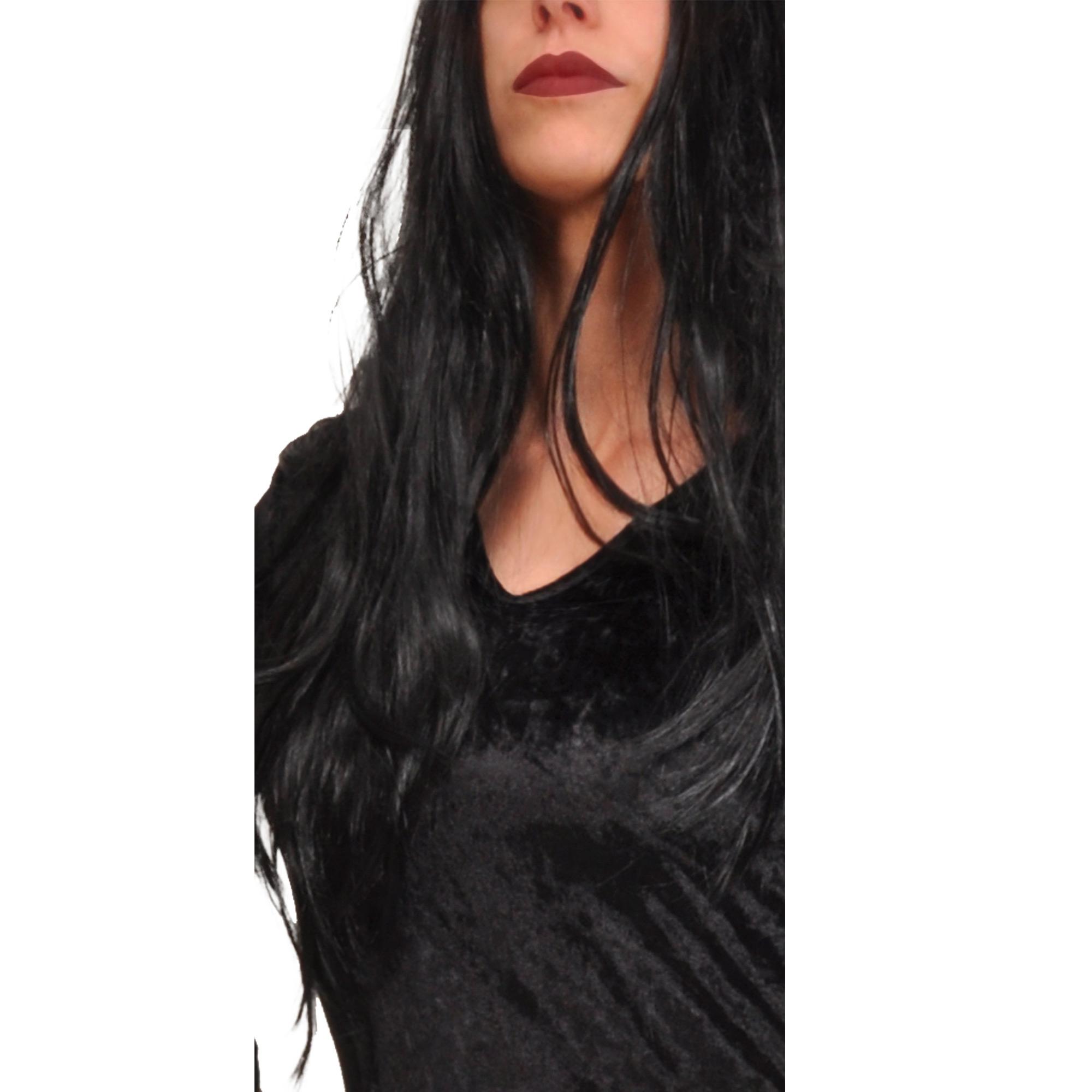 Morticia Famiglia Addams Costume Abito E Parrucca Donna