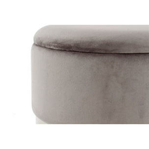 Set 2 Pouf Contenitore Zora in Velluto Grigio e Acciaio