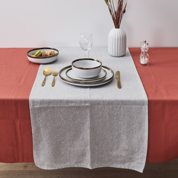 Chemin de table - HOME DECO FACTORY - Coton - Chic - Gris