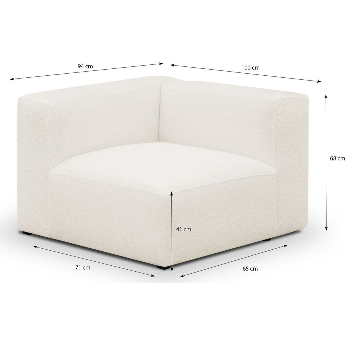 Chauffeuse d'angle à gauche modulable en tissu bouclette - MODULO