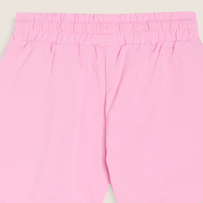 Shorts Bambina in Cotone Elasticizzato con Logo in Strass