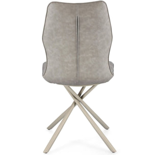 Set di sedie KEPLER in similpelle tortora e gambe incrociate beige