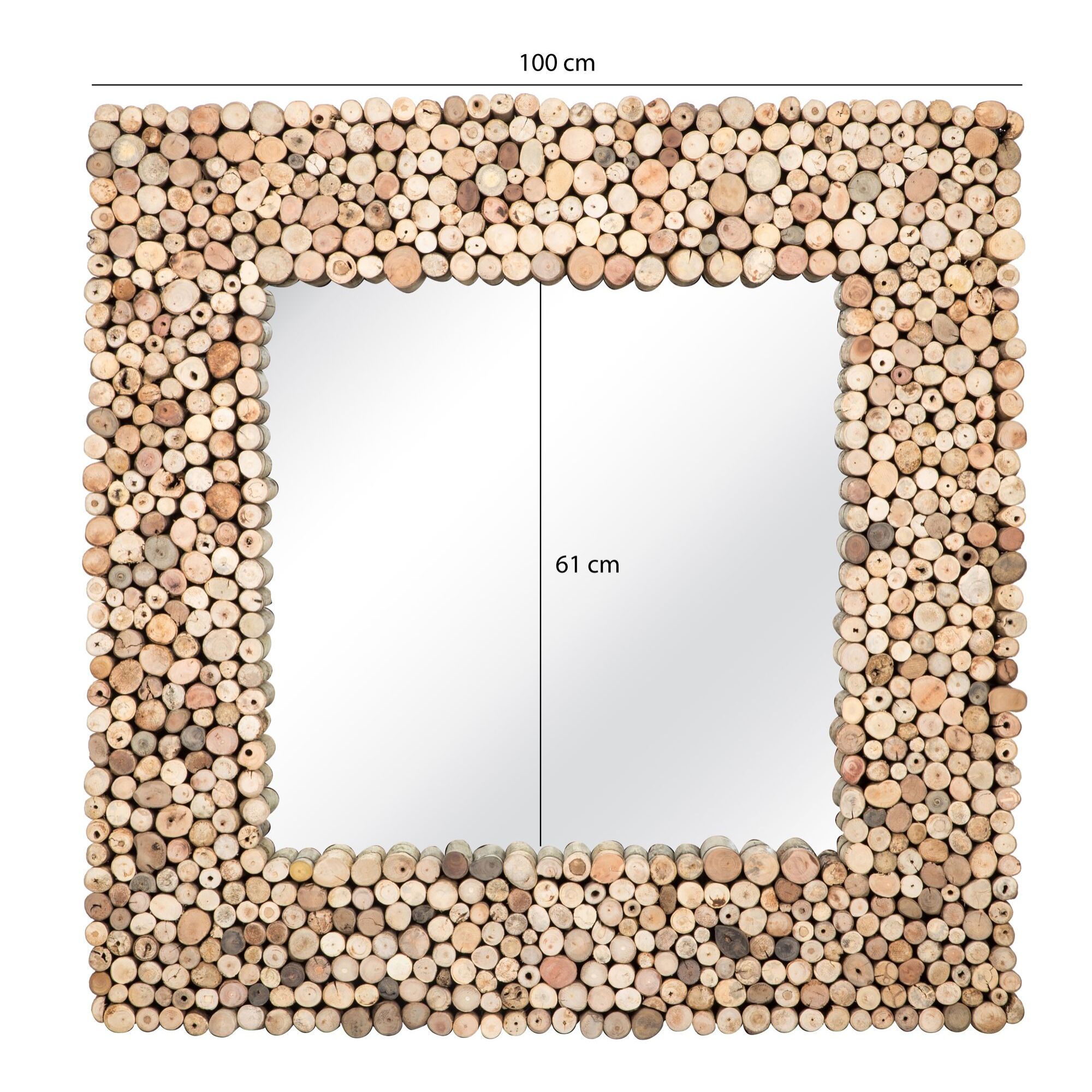 Miroir carré en bois flotté 100cm
