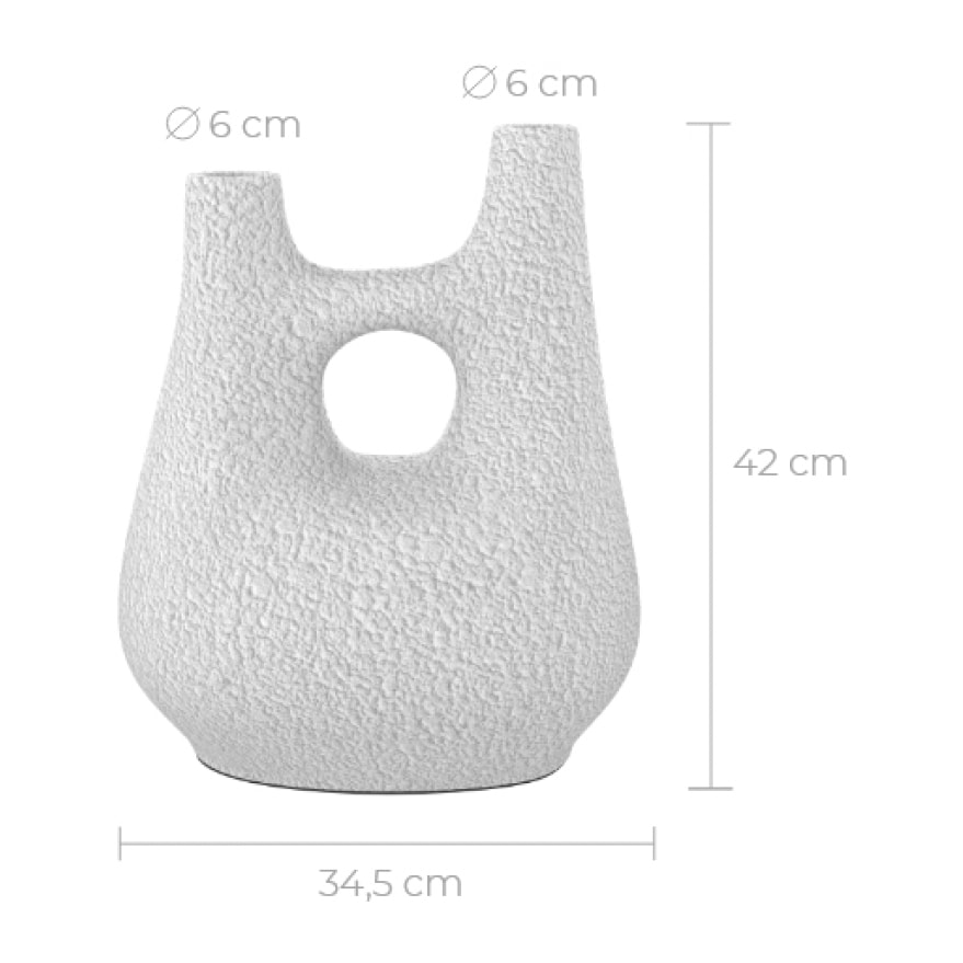 Vase décoratif blanc en terre cuite H42cm - Cruz