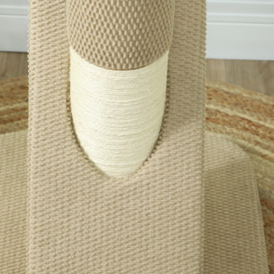 Griffoir chat taille M - Poteau à griffer H.84 cm, jeu boule - sisal naturel revêtement patchwork grain d'ananas beige