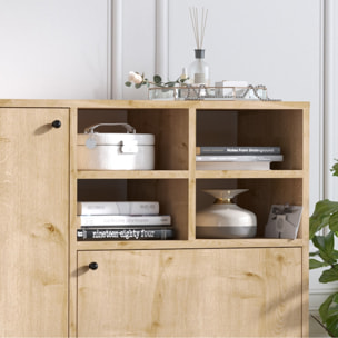 AYO Buffet haut 3 portes et 4 niches couleur chêne 100x125cm