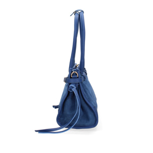 Borsa a spalla da donna Made in Italy - Modello Novara Ultra - Pelle scamosciata - 31.5 x 20.0 x 14.0 cm