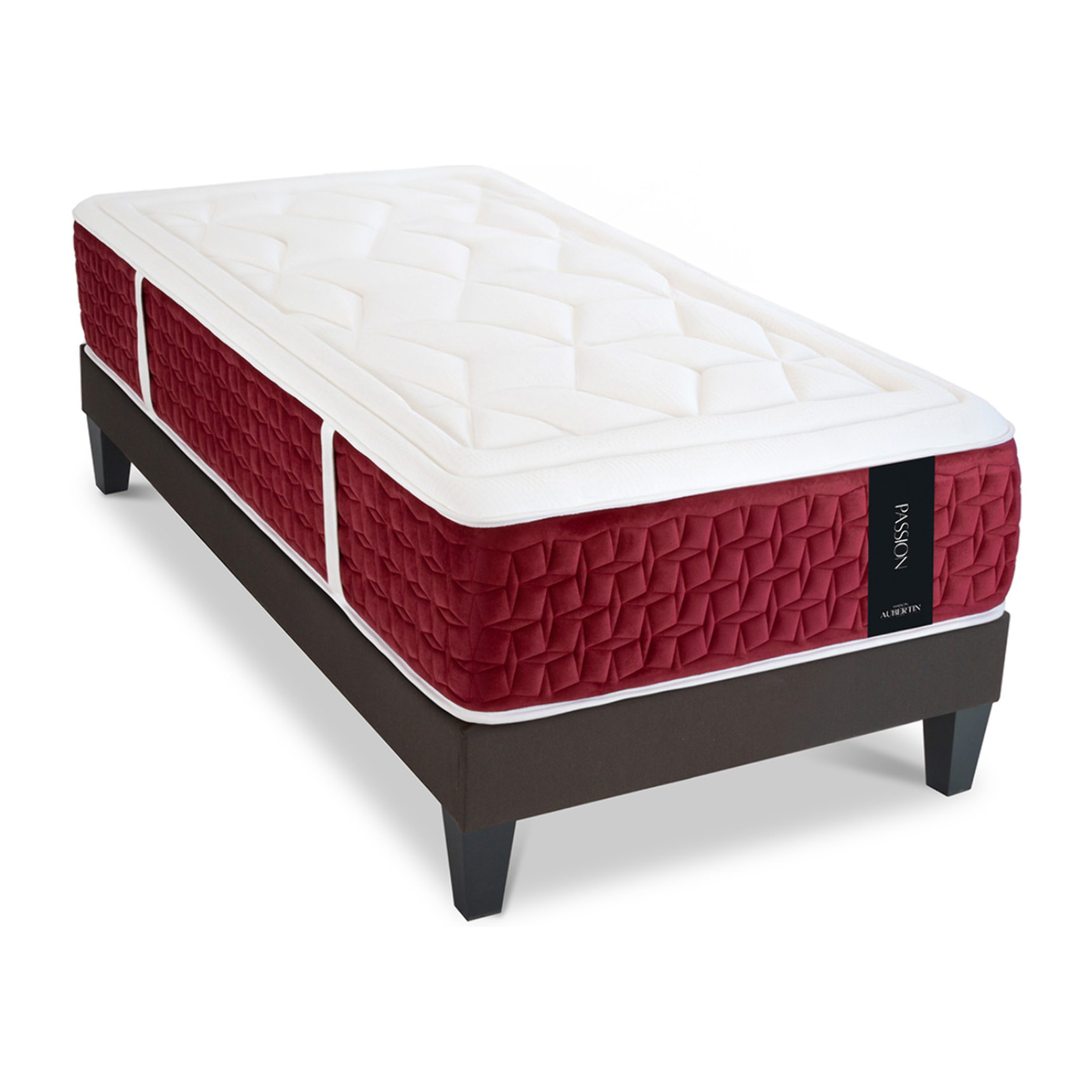 Ensemble Matelas Passion mémoire de forme - 32 cm mémoire de formeavec Sommier Tissus Gris - 1 place