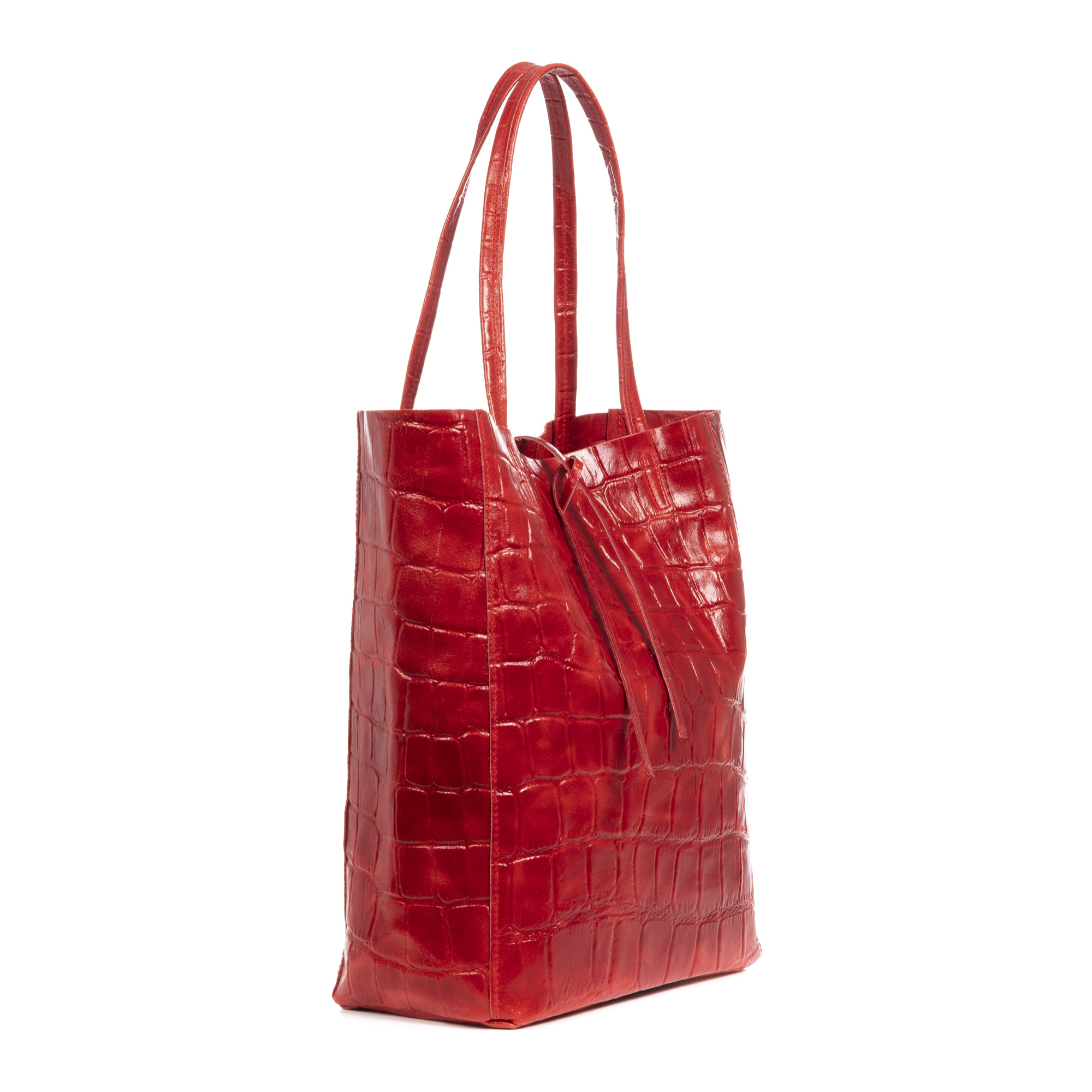 Sefora Borsa Shopper Donna.Pelle autentica Camoscio Inciso Coccodrillo Grande