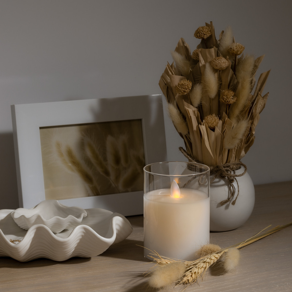 Bougie LED "Sena" en verre D7,5cm