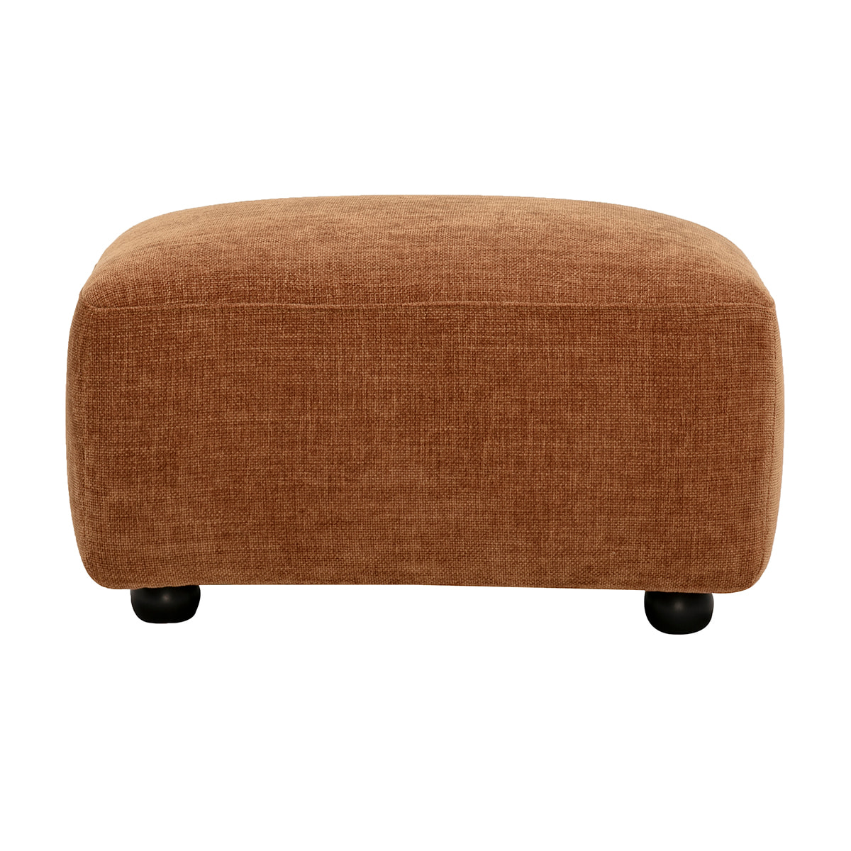 Pouf repose pieds en tissu effet velours texturé terre brûlée JOYA