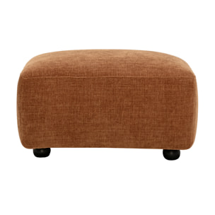 Pouf repose pieds en tissu effet velours texturé terre brûlée JOYA