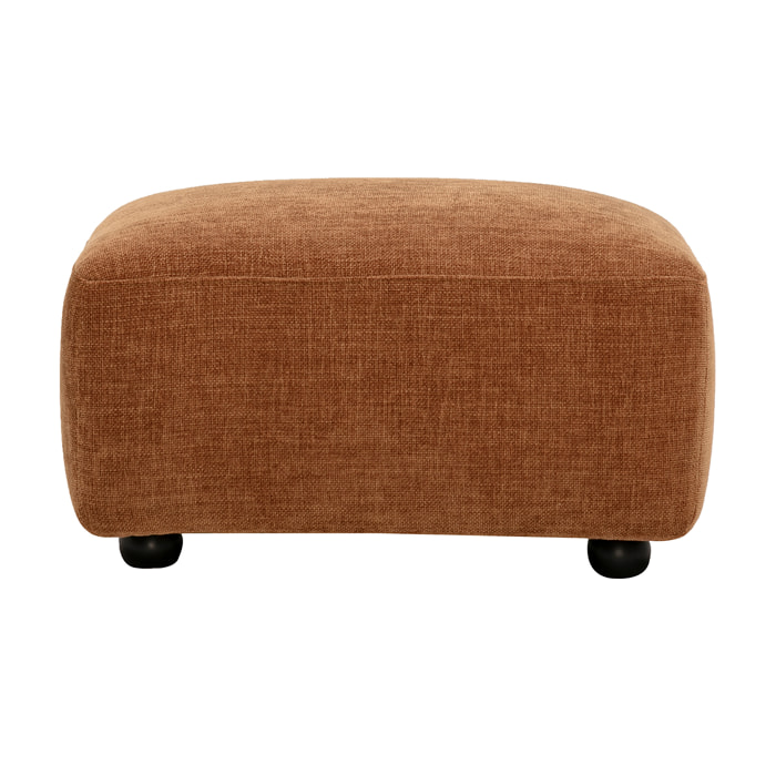 Pouf repose pieds en tissu effet velours texturé terre brûlée JOYA