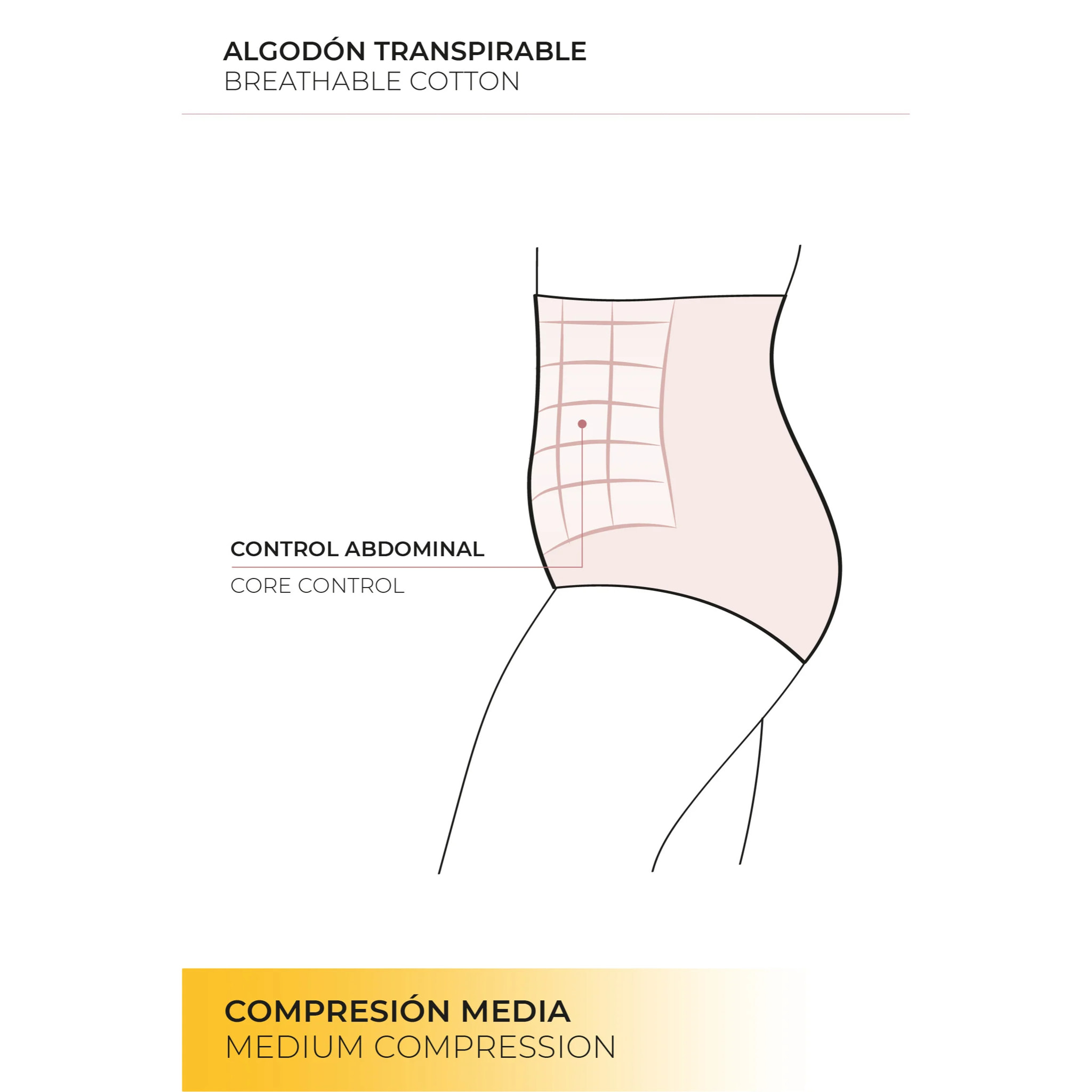 Slip in cotone a vita alta e media compressione beige