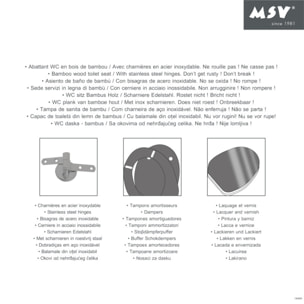 Abattant wc Bambou - Charnières Inox MSV