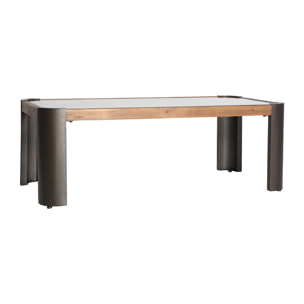 Mesa de centro de madera de abeto en color marrón de 122x66x44cm