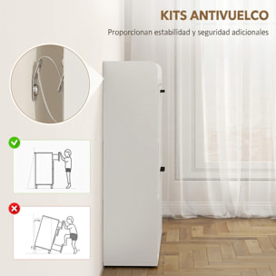 Zapatero Estrecho 2 Puertas, Mueble Zapatero con 3 Estantes Laterales y Estantes Ajustables, para 15 Pares de Zapatos, para Pasillo, Entrada, Espacio Reducido, 83x24x90,5 cm, Blanco