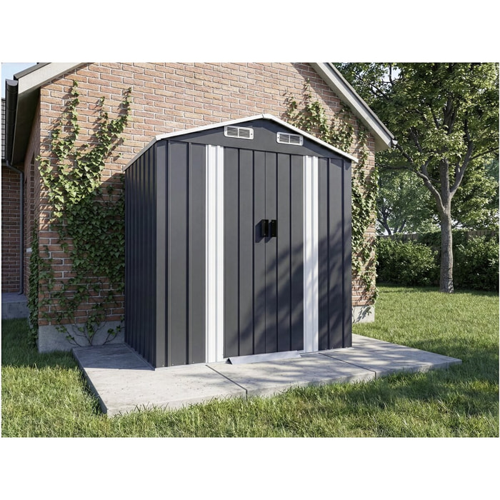 Abri de jardin en métal avec porte coulissante "Boston" - 2,17 m² - Gris