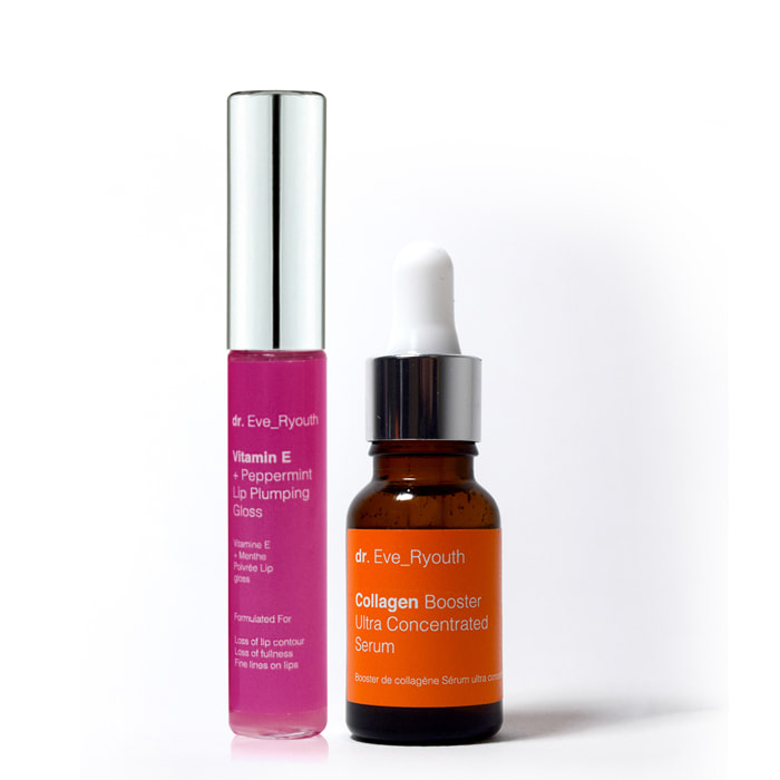 Suero ultraconcentrado potenciador de colágeno 15 ml + vitamina E y relleno de labios Peppirment 8 ml