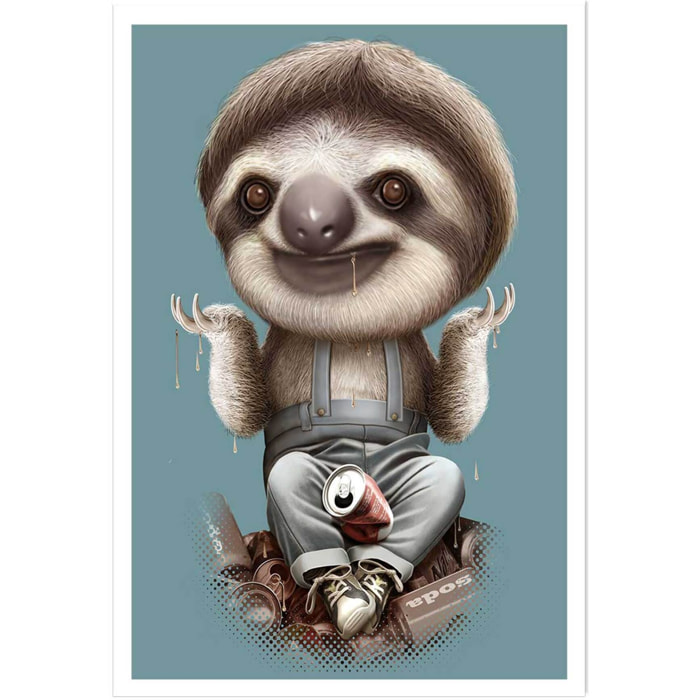 Affiche enfant les paresseux s'en fichent  Affiche seule