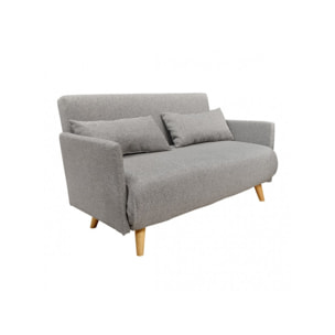 Banquette convertible en tissu gris chiné - MARIE