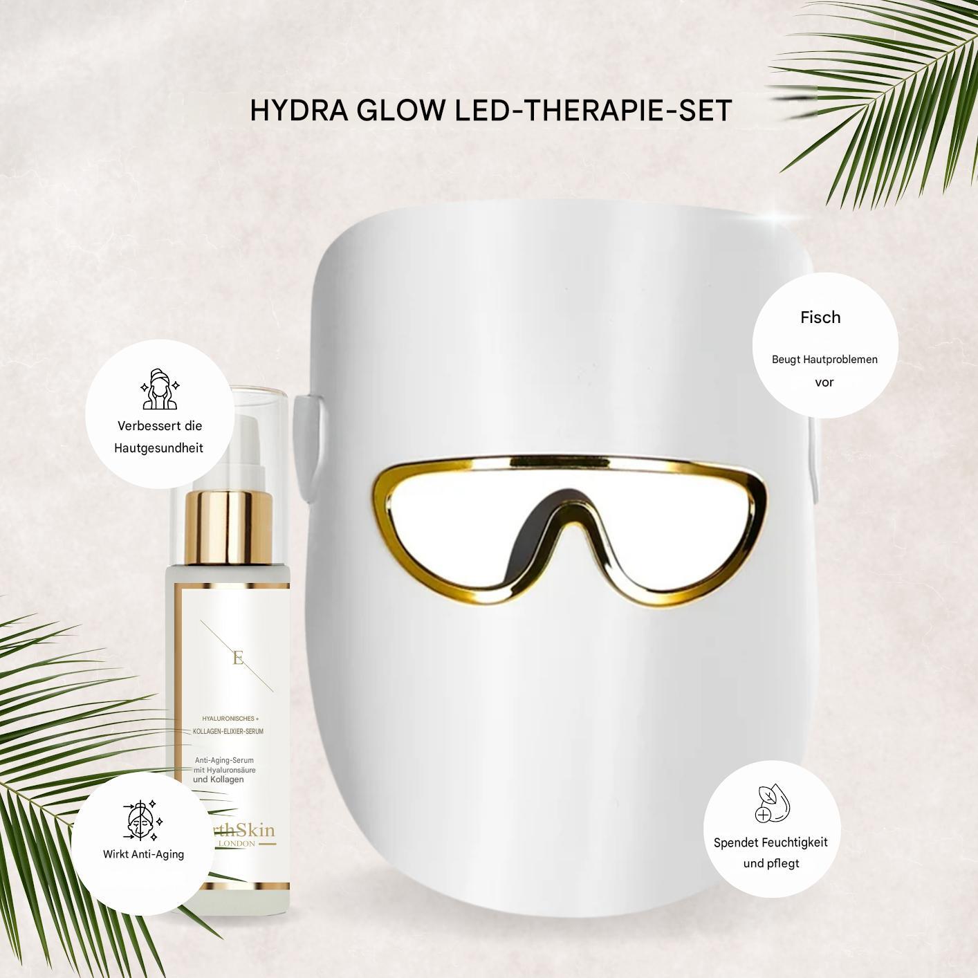 Kit de terapia LED Hydra Glow (máscara de terapia de luz LED blanca con suero HA)