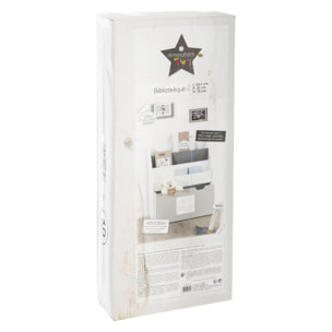 Bibliothèque enfant à roulettes gris H70cm