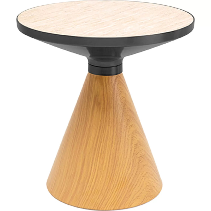 Table d'appoint Cono Travertino 50cm chêne Kare Design