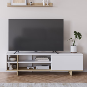 Meuble Tv 1 porte et décor chêne - ALICIA